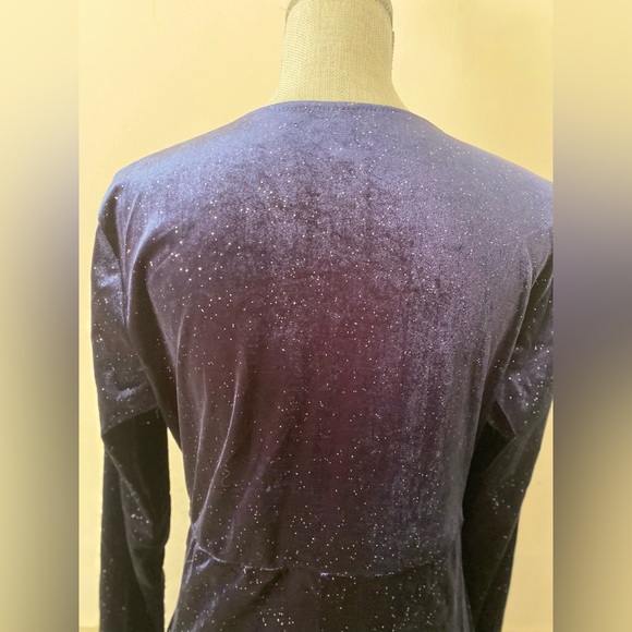 LAUGHIDO WRAP V-NECK LONG SLEEVE SLIT VELVET BLUE GLITTER DRESS SIZE XL 🌟NWOT🌟 - Picture 10 of 15